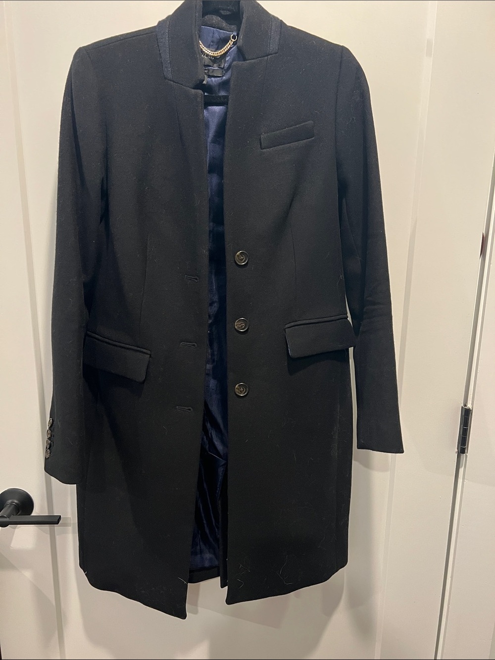 J. Crew Regent Black Wool Blend Single-Breasted Coat